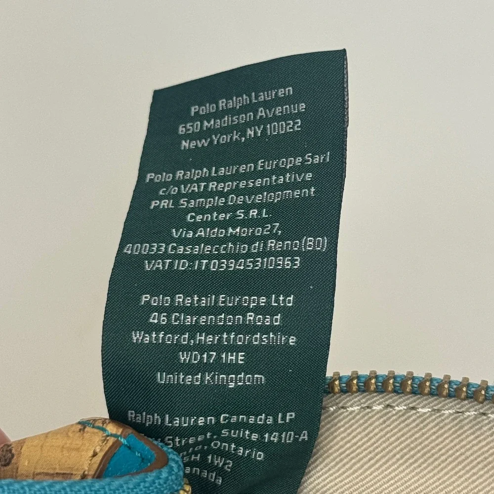 Lauren Ralph Lauren Teal‎ Cork Cosmetic Bag Makeup Pouch Zippered Organizer